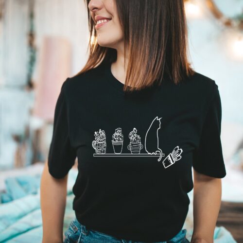 Cats and Plants Gardener Mom Lovers Kitten Succulent Shirt image 0