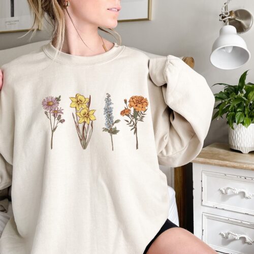 Birth Flower Custom Month Grandma's Garden Personalized Mother's Day Sweatshirt image 0