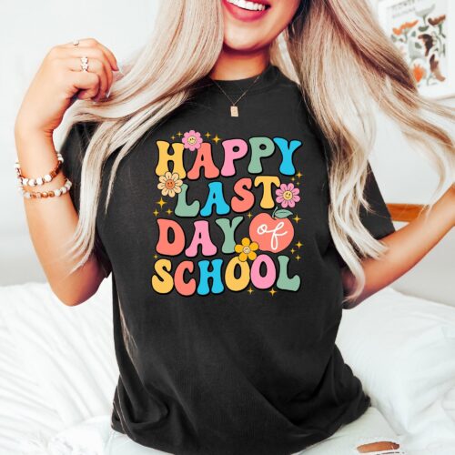 Happy Last Day Of School End Teacher Life Flower Shirt image 0