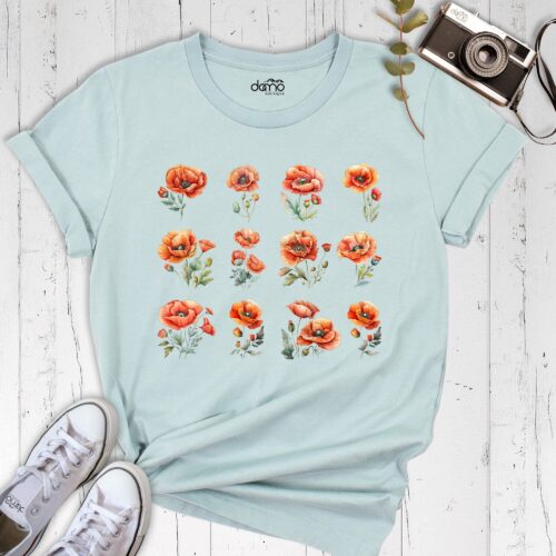 Poppy Flowers Cute Spring Botanical California Plant Shirt image 0