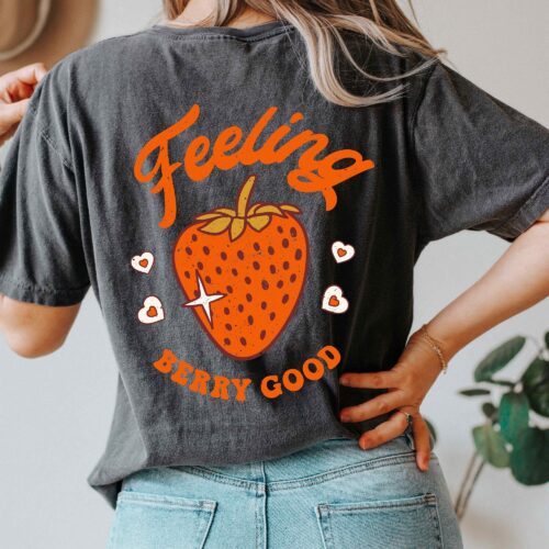 Vintage Feeling Berry Good Inspired Strawberry Fruit Plant Lady Shirt image 0