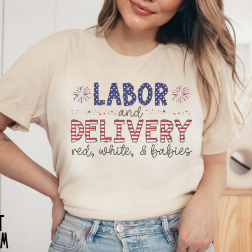 Labor and Delivery Nurse L&D 4th of July Future School Grad Shirt image 0