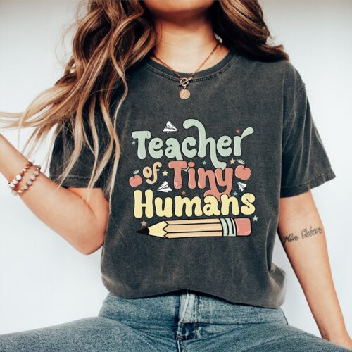 Cute Teacher of Tiny Humans Back To School Kindergarden Appreciation Shirt image 0