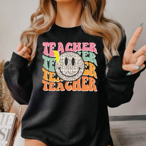 Retro Smile Face Teacher Cute Appreciation New Sweatshirt image 0