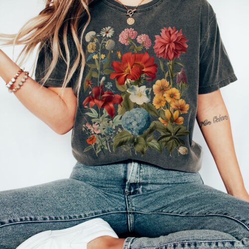 Boho Wildflowers Cottagecore Whimsigoth Plant Lovers Floral Women Shirt image 0