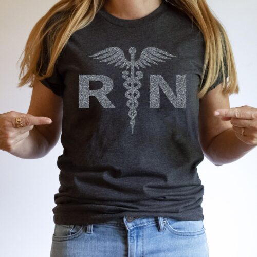 Registered Nurse Women RN Graduation Caduceus Shirt image 0