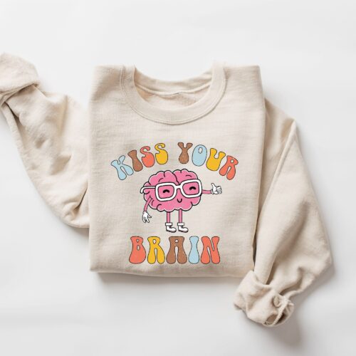 Retro Teacher Kiss Your Brain Appreciation Cute Sped Back To School Sweatshirt image 0