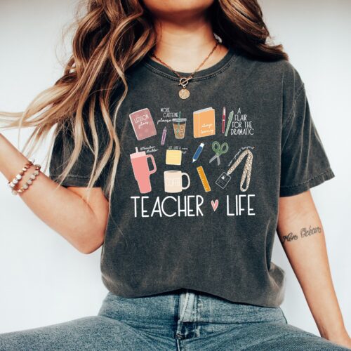 Teacher Life Cute Supplies Back To School Team Funny Appreciation Shirt image 0