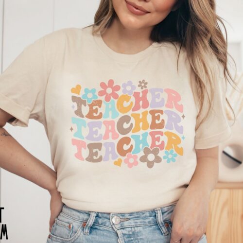 Retro Groovy Teacher Appreciation Vibes Hippie Shirt image 0