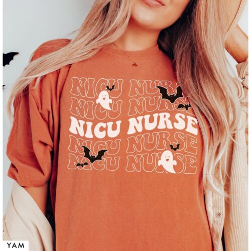 Retro NICU Nurse Halloween Neonatal Intensive Care Unit Mother Baby Appreciation Shirt image 0