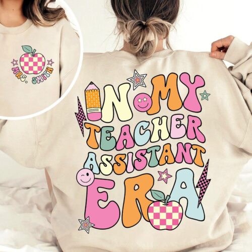 Retro In My Teacher Assistant Era Custom Back To School Appreciation Shirt image 1