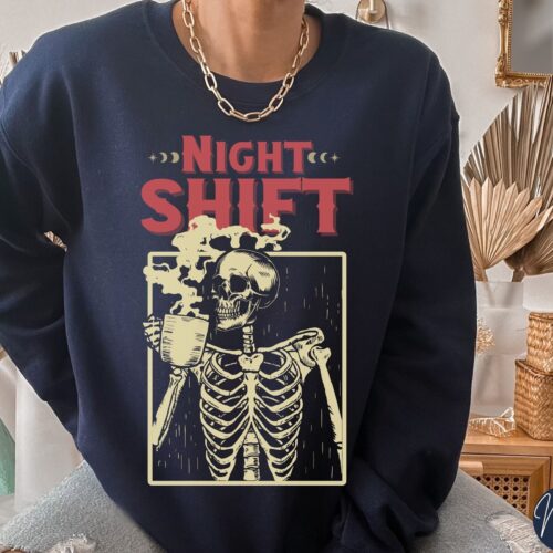 Night Shift Halloween Nurse Squad Funny Spooky ER Hospital Staff Sweatshirt image 0