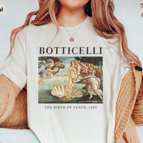 Botticelli Birth of Venus Artwork Famous Painting Teacher Aesthetic Shirt image 0