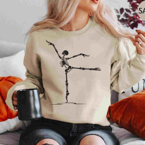 Ballet Skeleton Halloween Dancing Teacher Posture Sweatshirt image 0