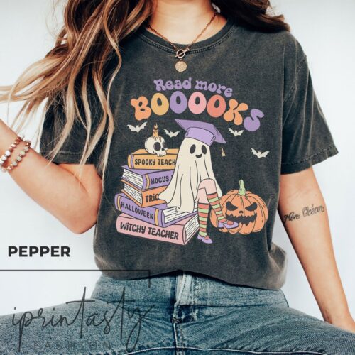 Read More Books Spooky Teacher Ghost Halloween Shirt image 0