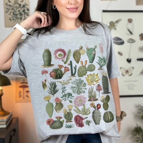 Cactus Western Succulent Cottagecore Plant Lover Desert Garden Botanical Shirt image 0