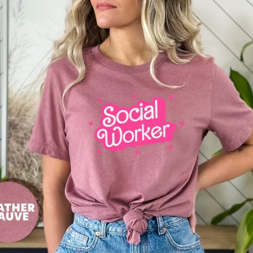 Social Worker Girl B Doll School Cute Teacher Work Month Shirt image 1