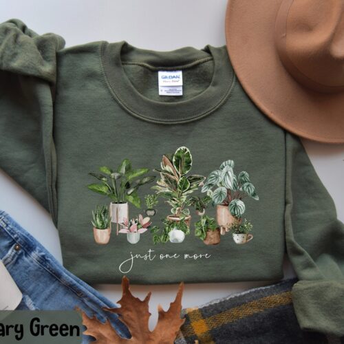 Lady Just One More Plant Crazy Gardening Mom Fall Lover Sweatshirt image 0