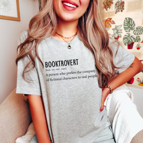 Vintage Booktrovert Definition Funny Teacher Shirt image 0