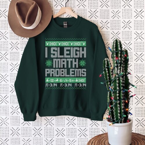 Teacher I Sleigh Math Problems Ugly Christmas Skills Sweatshirt image 0