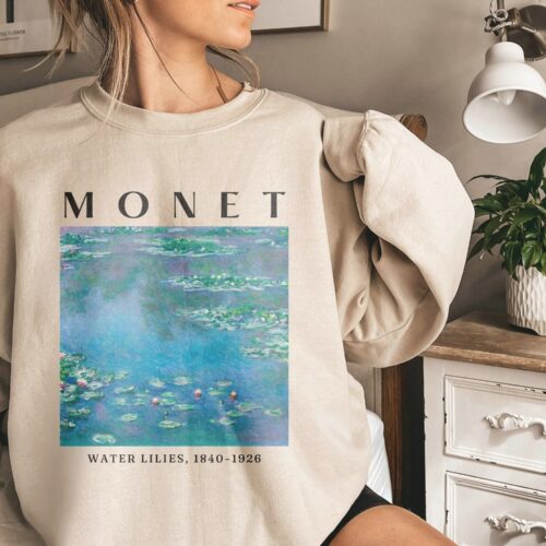 Monet Art Water Lilies Famous Painting Teacher Sweatshirt image 0