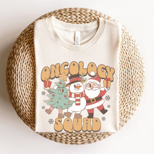 Oncology Christmas Squad Nurse Holiday ONC CNA Tech Shirt image 0