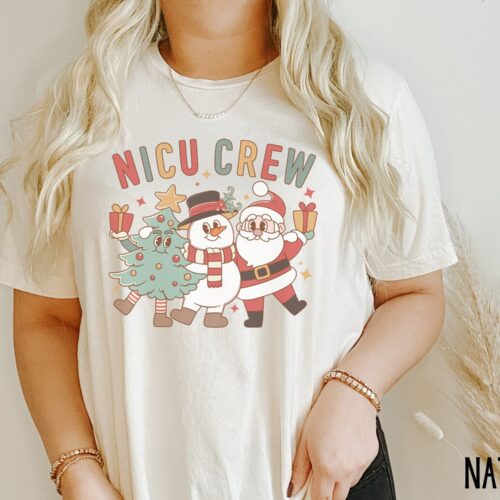 NICU Crew Nurse Christmas Festive Neonatal Intensive Care Group Shirt image 0