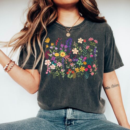 Wildflower Fall Womens Cottagecore Botanical Garden Aesthetic Shirt image 0