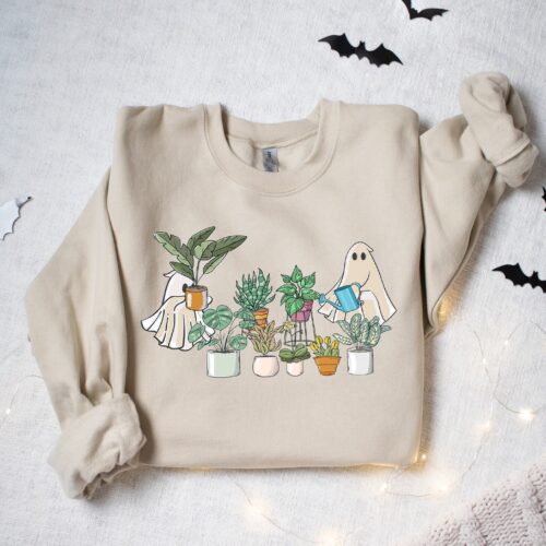 Ghost Plant Lady Halloween Boo Tree Lovers Sweatshirt image 0