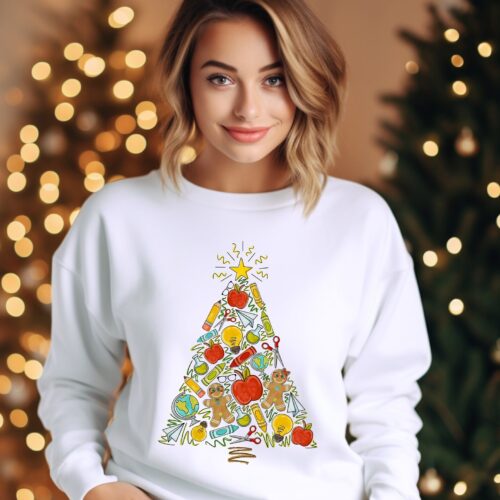 Christmas Teacher Tree School Apple Canyon Star Shirt image 0