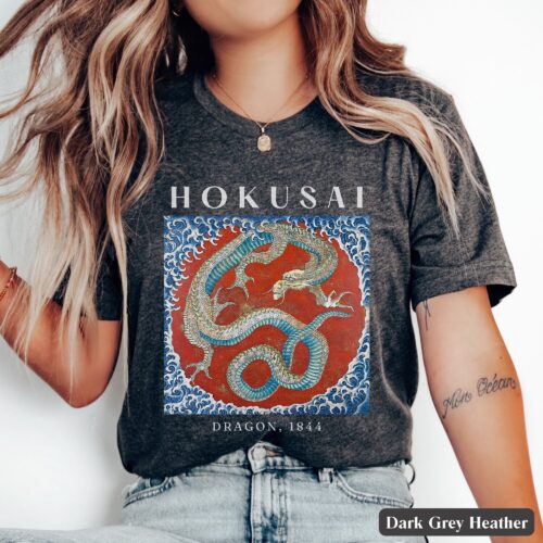 Hokusai Art Japanese Dragon Famous Painting Teacher Shirt image 0