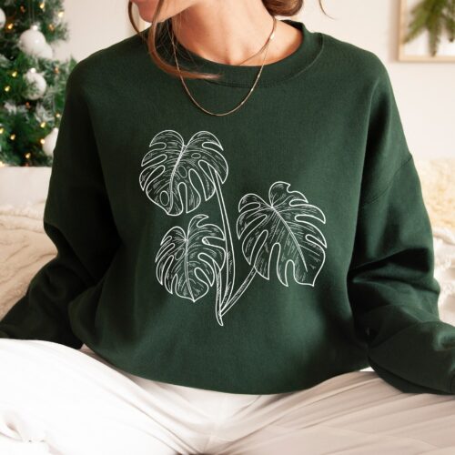 Monstera Plant Lady Mama Lover Nature Leaf Sweatshirt image 0