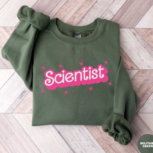 Scientist Women Pink Girl B Doll PhD Feminist Stem Teacher Sweatshirt image 0