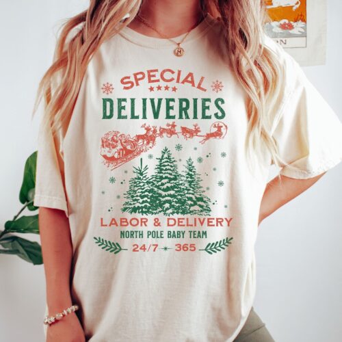 Labor And Delivery Nurse Christmas Special Deliveries Labor Tech NICU Shirt image 0