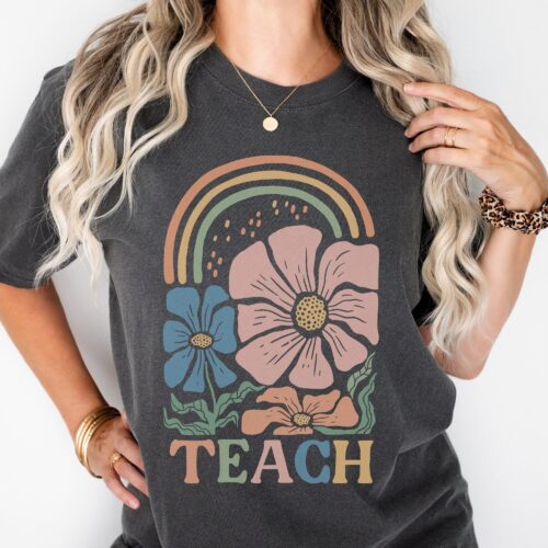 Teacher Back to School Elementary Flower Foral Shirt image 0