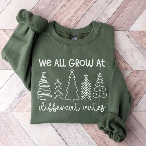 SPED Teacher Christmas We all Grow At Different Rates ABA BCBA Autism Sweatshirt image 0