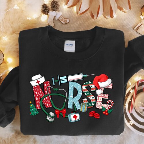 Nurse Christmas Holiday NICU Pediatric Holiday Sweatshirt image 0