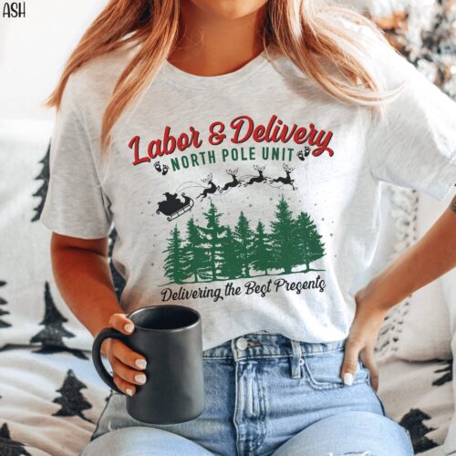 Labor And Delivery Christmas L&D Nurse Hopsital Holiday Party Shirt image 0