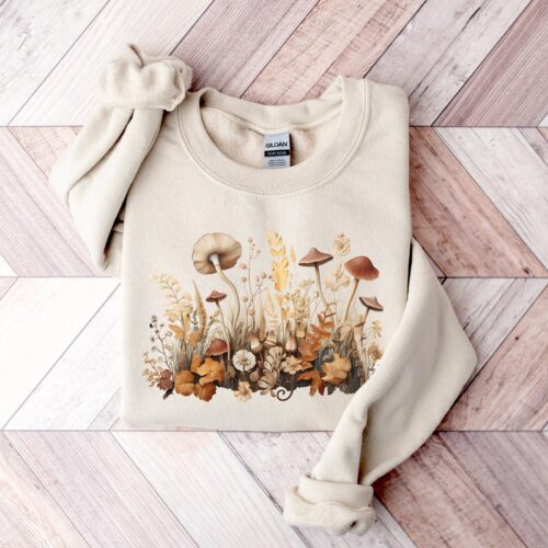 Vintage Mushroom Botanical Hippie Nature Plant Groovy Sweatshirt image 0