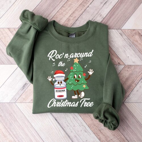 Roc’n Around The Christmas Tree Nurse ICU CVICU Funny Sweatshirt image 0