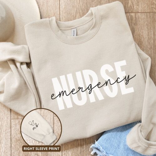 Emergency Nurse Monogram ER Custom School Sweatshirt image 0