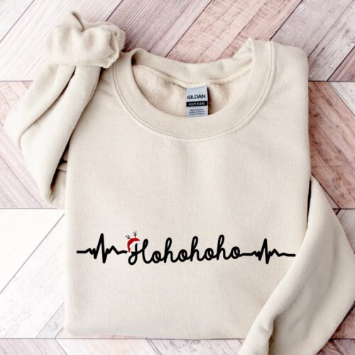 Christmas Nurse Heartbeat EKG Line Party Medical Sweatshirt image 0