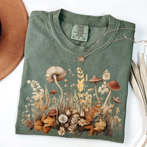 Vintage Mushroom Botanical Hippie Nature Plant Groovy Shirt image 0