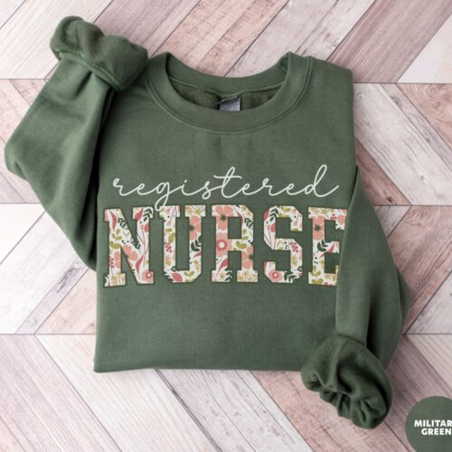 Floral Registered Nurse RN Week Student Sweatshirt image 0