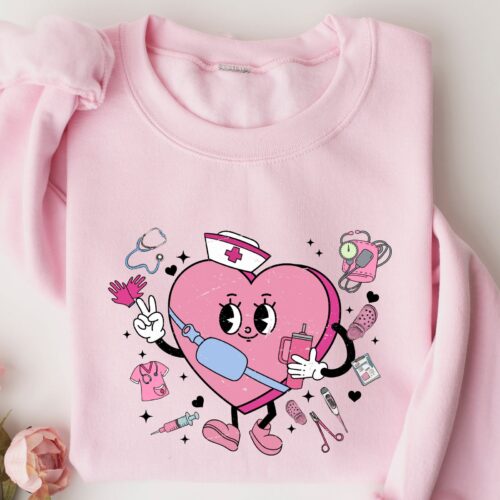 Nurse Coffee Lover Valentines NICU Heart Day ICU Student Sweatshirt image 0