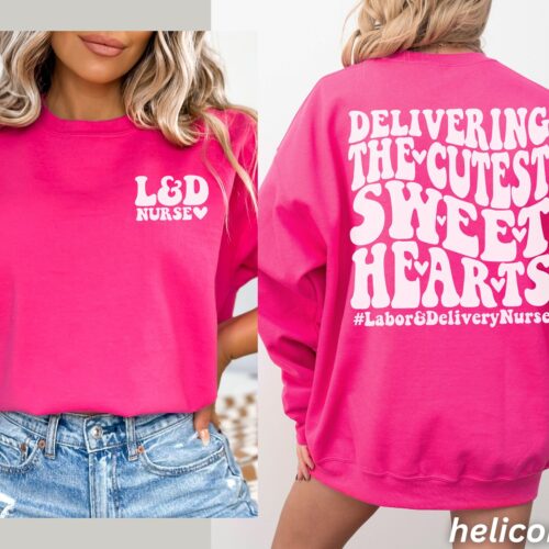 Retro Labor and Delivery Valentine's Day L&D OB Funny Nurse Sweatshirt image 0