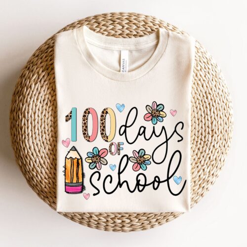 100 Days of School Celebration Student Teacher Shirt image 0