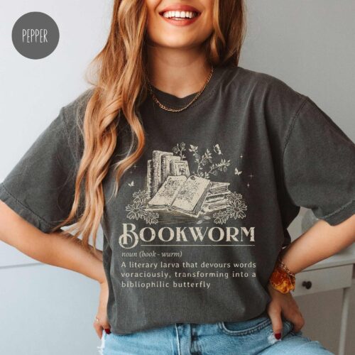 Vintage Bookworm Definition Funny Reading Literature Teacher Shirt image 0