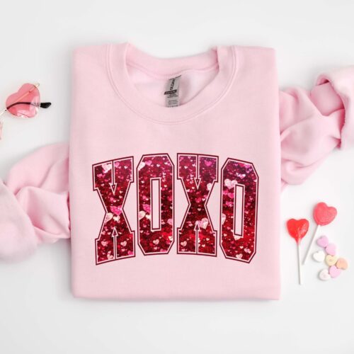 Not Real Glitter! Valentines Day Teacher Galentines XOXO Sweatshirt image 0