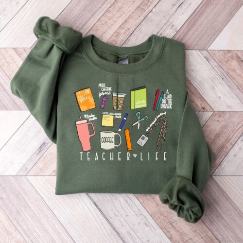 Teacher Life Back to School Motivational Sweatshirt image 0